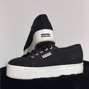 Superga Women's Black Platform Sneakers